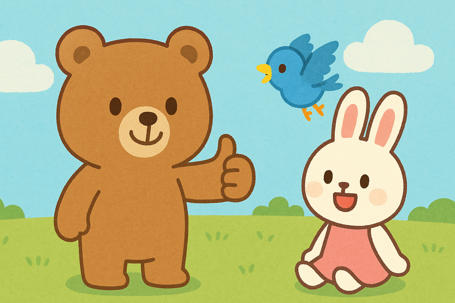 ぜすと君が親指を立てて「グッド！」のポーズをしている場面