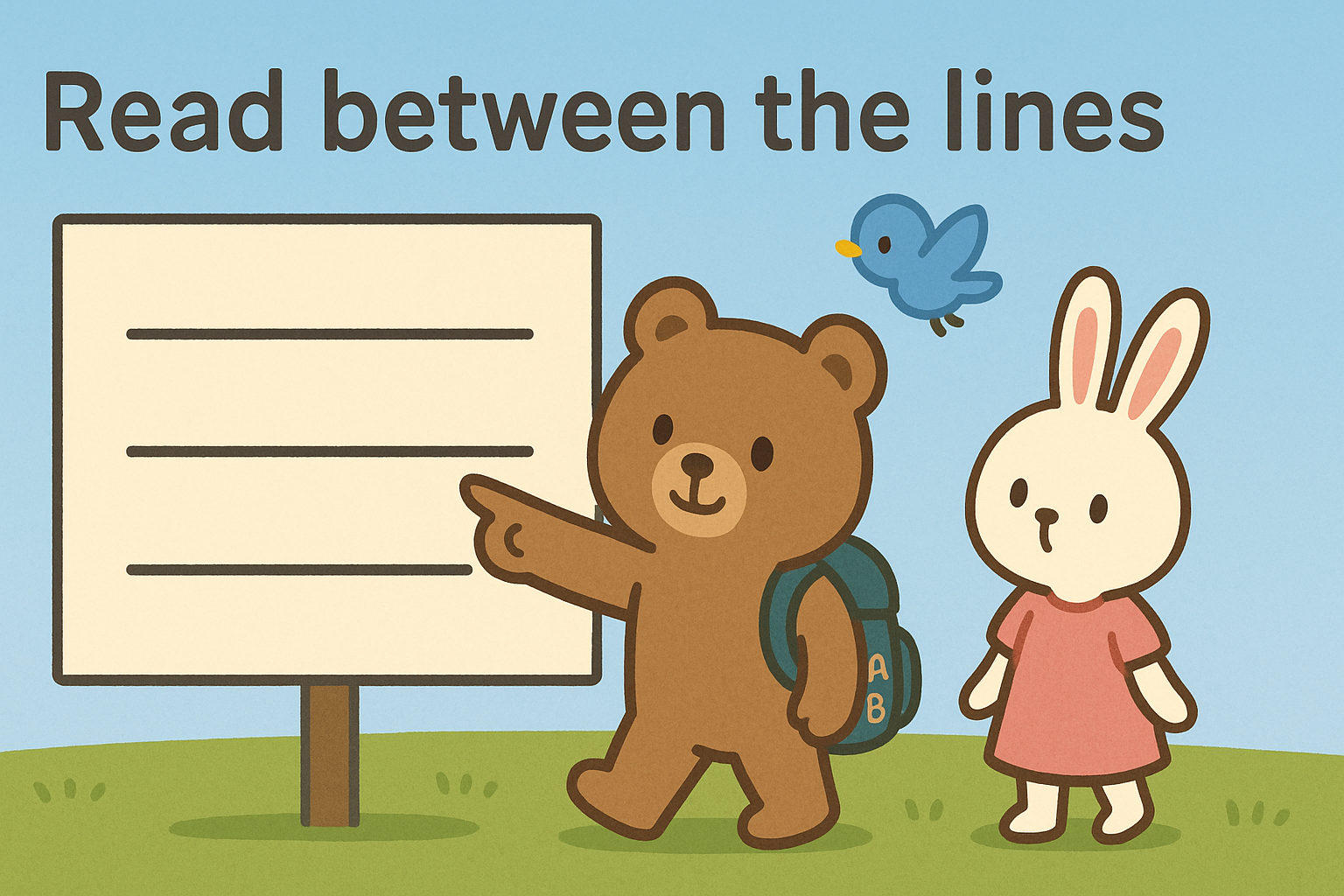 行間のある文章を読んでいる様子