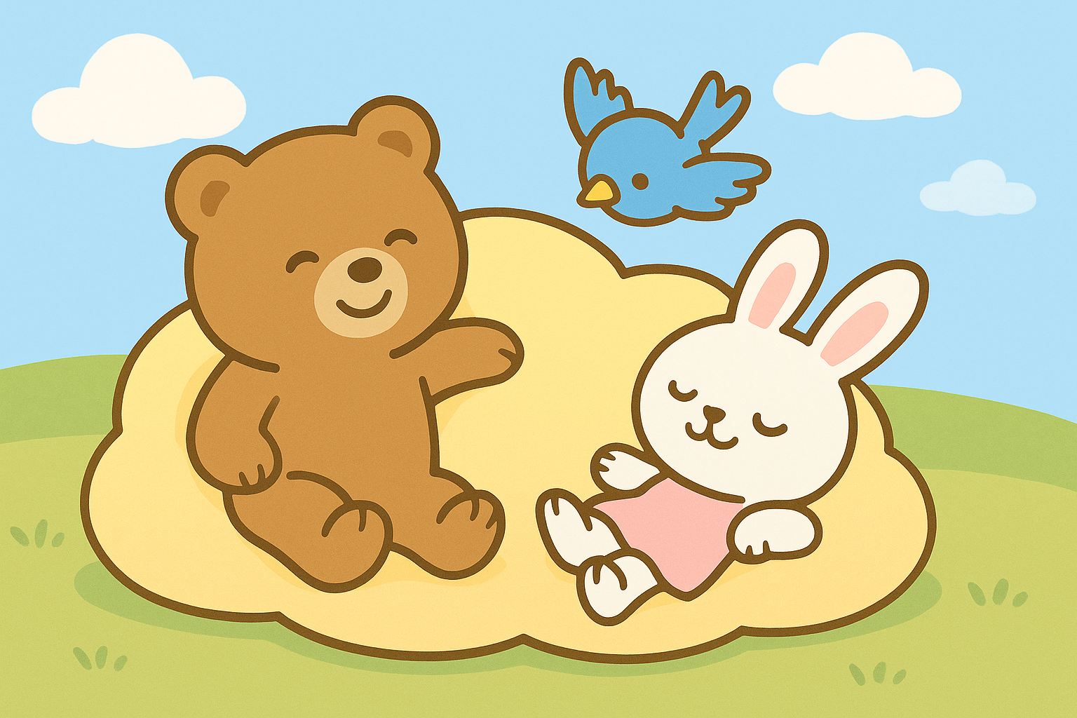 ふわふわの柔らかいクッションでくつろぐ様子